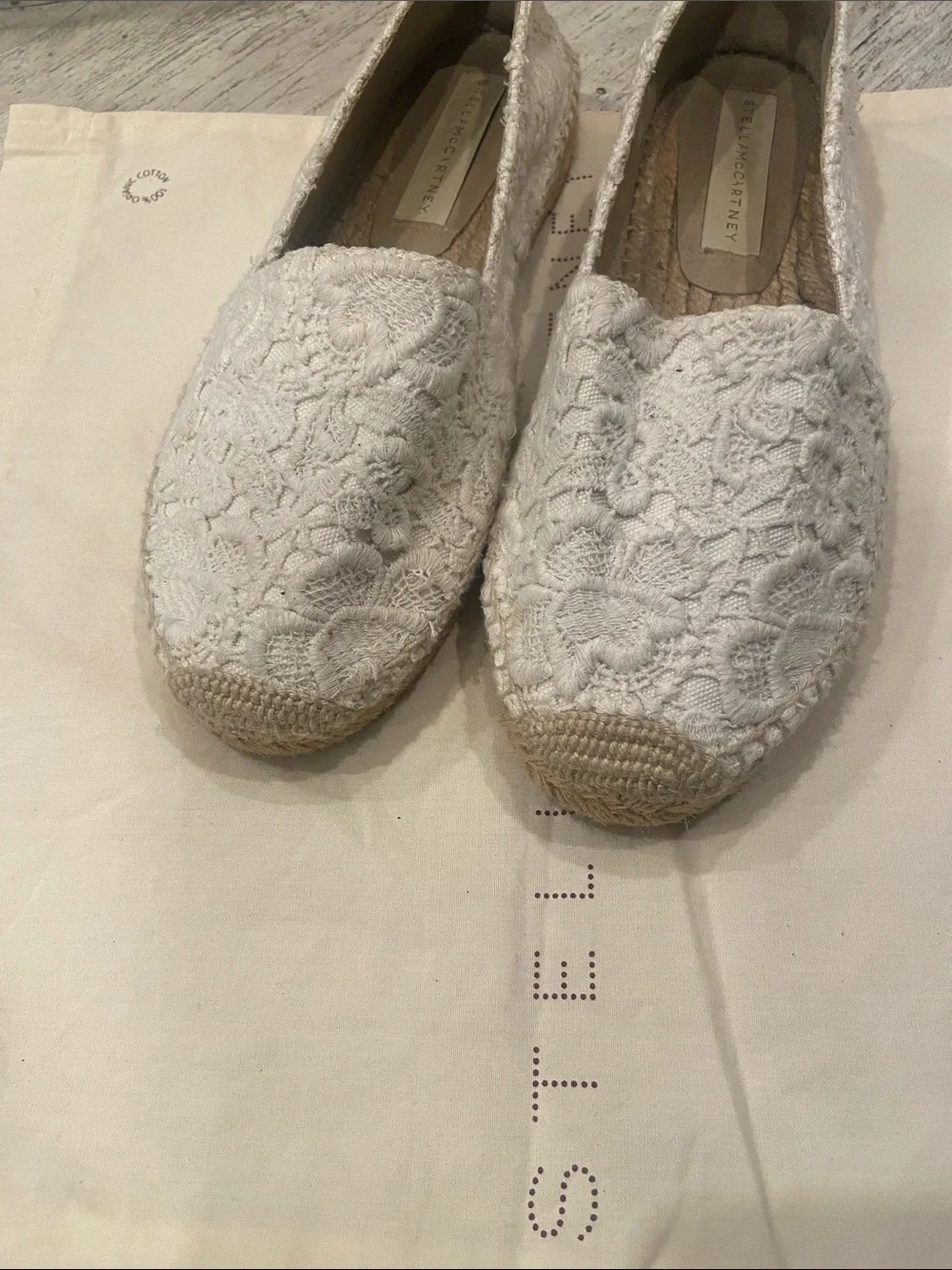 Stella McCartney Lace Espadrille Flats size 38 1st pic is stock PHOTO No box